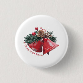 Christmas Bells Round Badge – Ring in the Joy  缶バッジ