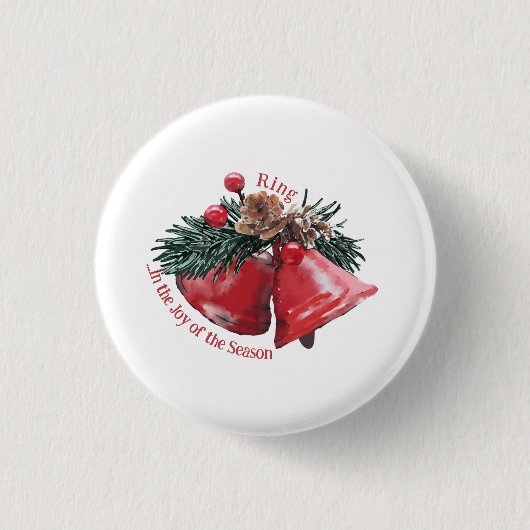 Christmas Bells Round Badge – Ring in the Joy  缶バッジ (正面)