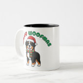 Christmas Bernese Mountain Dog Mug: Merry Woofmas ツートーンマグカップ (正面左)