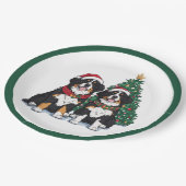 Christmas Bernese Mountain Dogs ペーパープレート (アングル)