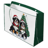 Christmas Bernese Mountain Dogs ラージペーパーバッグ (裏面アングル)