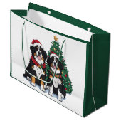 Christmas Bernese Mountain Dogs ラージペーパーバッグ (正面アングル)