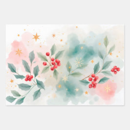 Christmas berries ラッピングペーパーシート