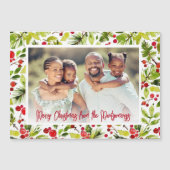 Christmas Berries & Greenery Photo Magnetic Cards (正面)
