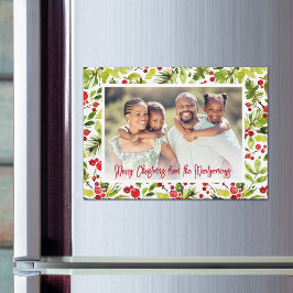 Christmas Berries & Greenery Photo Magnetic Cards