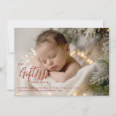 Christmas Best Gift Calligraphy Modern Baby Photo 案内状 (正面)