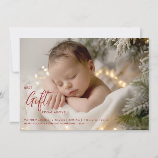 Christmas Best Gift Calligraphy Modern Baby Photo 案内状 (正面)