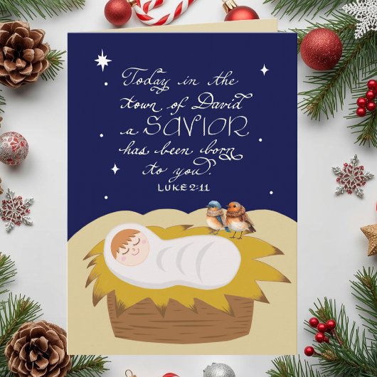 Christmas Bible Verse Luke Modern Custom Folded  シーズンカード