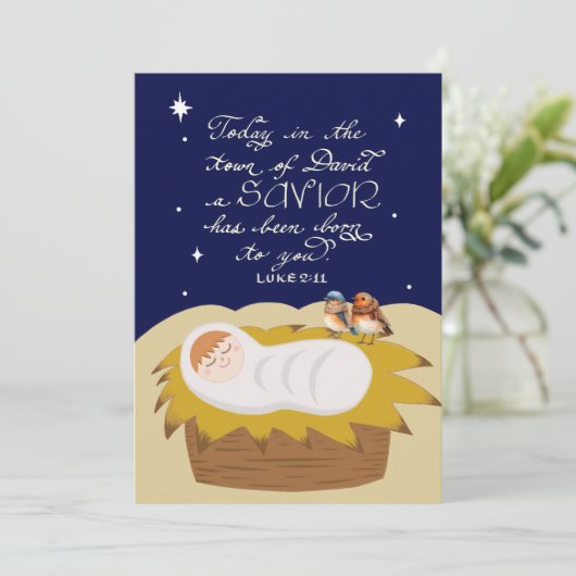 Christmas Bible Verse Luke Modern Personalized  シーズンカード (スタンド正面)