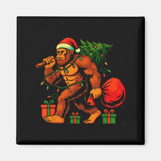 Christmas Bigfoot Costume Men Boy Sasquatch Xmas T マグネット (正面)