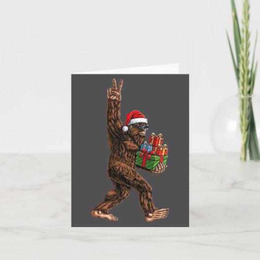 Christmas Bigfoot Santa Hat Funny Sasquatch Big Fo カード (正面)
