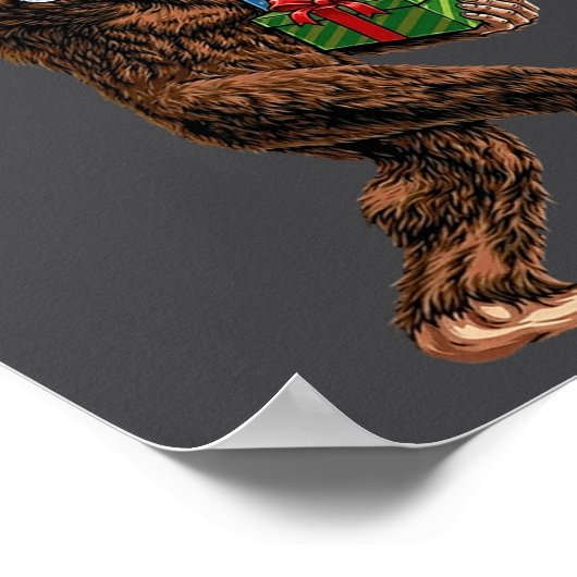 Christmas Bigfoot Santa Hat Funny Sasquatch Big Fo ポスター (角)
