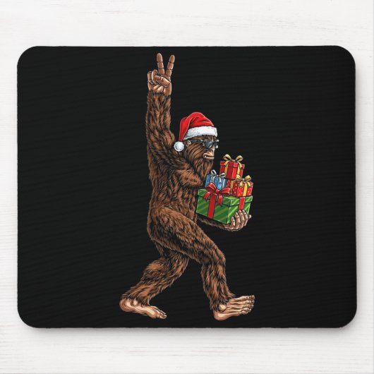 Christmas Bigfoot Santa Hat Funny Sasquatch Big Fo マウスパッド (正面)