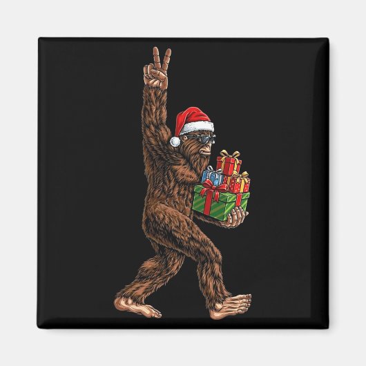 Christmas Bigfoot Santa Hat Funny Sasquatch Big Fo マグネット (正面)