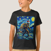 Christmas Bigfoot Santa Hat Van Gogh Starry Night  Tシャツ (正面)