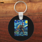 Christmas Bigfoot Santa Hat Van Gogh Walking In St キーホルダー (正面)
