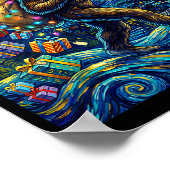 Christmas Bigfoot Santa Hat Van Gogh Walking In St ポスター (角)