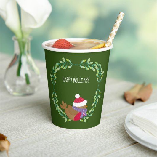 Christmas Bird On A Branch Paper cup 紙コップ (インサイチュ)