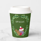 Christmas Bird On A Branch Paper cup 紙コップ (正面)