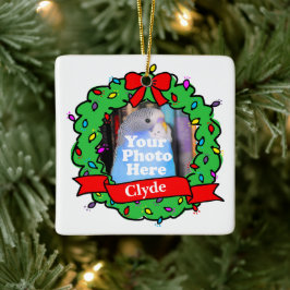 Christmas Bird Photo Wreath セラミックオーナメント