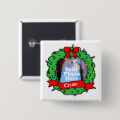 Christmas Bird Photo Wreath 缶バッジ (正面&裏面)