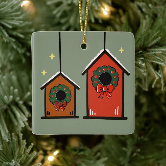 Christmas Birdhouses Ornament – Cozy Minimal  セラミックオーナメント (ツリー)