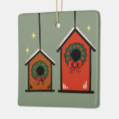 Christmas Birdhouses Ornament – Cozy Minimal  セラミックオーナメント (左)