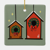 Christmas Birdhouses Ornament – Cozy Minimal  セラミックオーナメント (裏面)