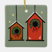 Christmas Birdhouses Ornament – Cozy Minimal  セラミックオーナメント (正面)