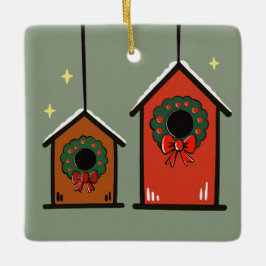 Christmas Birdhouses Ornament – Cozy Minimal  セラミックオーナメント