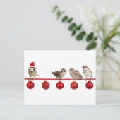 Christmas birds sparrows シーズンポストカード (スタンド正面)