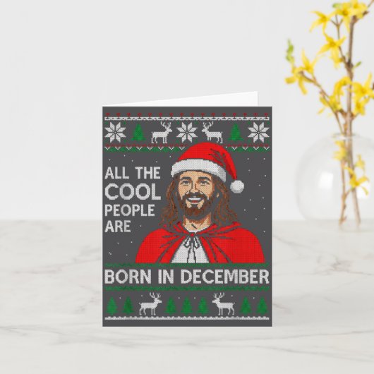 Christmas Birthday Humor Funny Jesus Born In Decem カード (黄色い花)