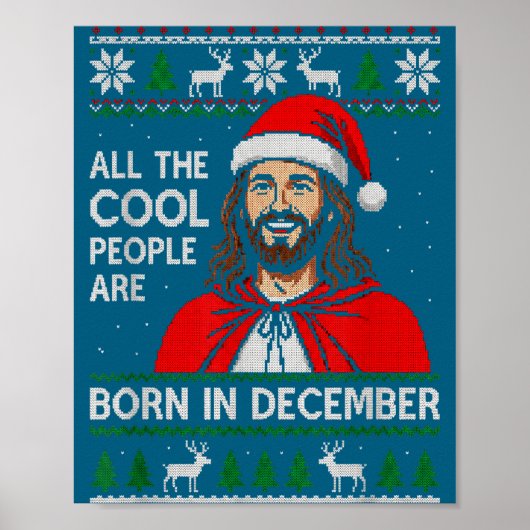 Christmas Birthday Humor Funny Jesus Born In Decem ポスター (正面)