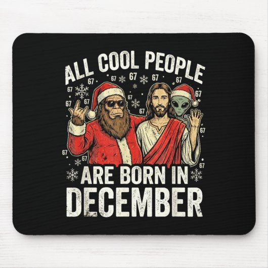 Christmas Birthday Humor Funny Jesus Born In Decem マウスパッド (正面)
