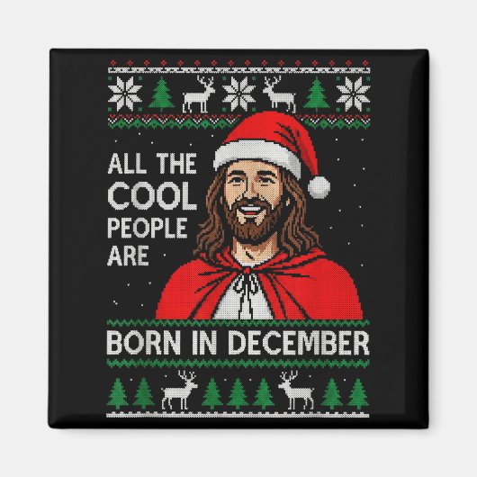 Christmas Birthday Humor Funny Jesus Born In Decem マグネット (正面)