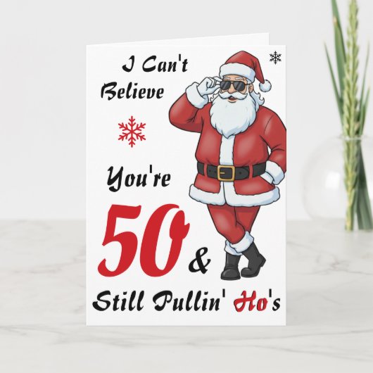 Christmas Birthday Santa Claus Sunglasses Funny カード (正面)