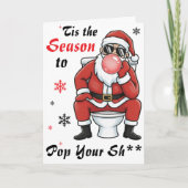 Christmas Birthday Santa Claus Sunglasses Funny カード (正面)