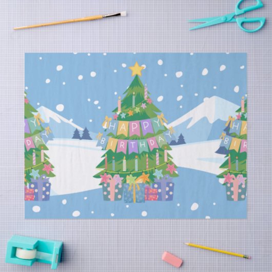 Christmas Birthday Tissue Paper December 25 Gift 薄葉紙 (クラフト)