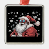 Christmas Black African American Santa Xmas メタルオーナメント (正面)