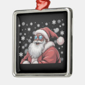 Christmas Black African American Santa Xmas メタルオーナメント (左)