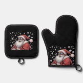Christmas Black African American Santa Xmas  鍋つかみ&鍋敷きセット (正面)