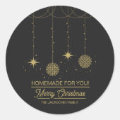 Christmas Black and Gold Homemade For You ラウンドシール (正面)