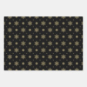 Christmas Black And Gold Snowflake Pattern ラッピングペーパーシート (正面2)
