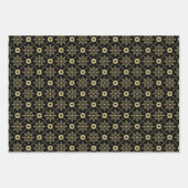 Christmas Black And Gold Snowflake Pattern ラッピングペーパーシート (正面)