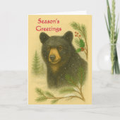 Christmas Black Bear Watercolor Holiday Card シーズンカード (正面)