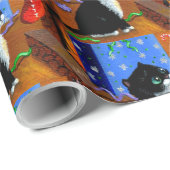 Christmas Black Cat Art Painting ラッピングペーパー (ロールコーナー)