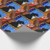 Christmas Black Cat Art Painting ラッピングペーパー (角)