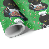 Christmas Black Cat Art Painting ラッピングペーパー (ロールコーナー)