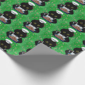 Christmas Black Cat Art Painting ラッピングペーパー (角)