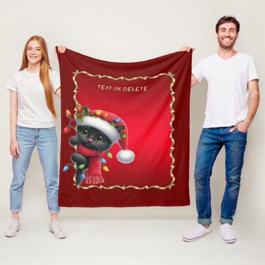 Christmas Black Cat Fleece Blanket フリースブランケット (インサイチュ)